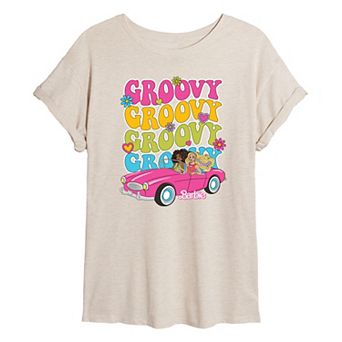 Juniors' Barbie® 70s Groovy Oversized Tee