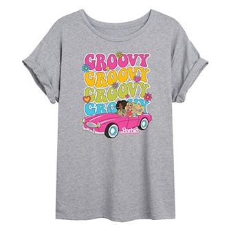 Juniors' Barbie® 70s Groovy Oversized Tee