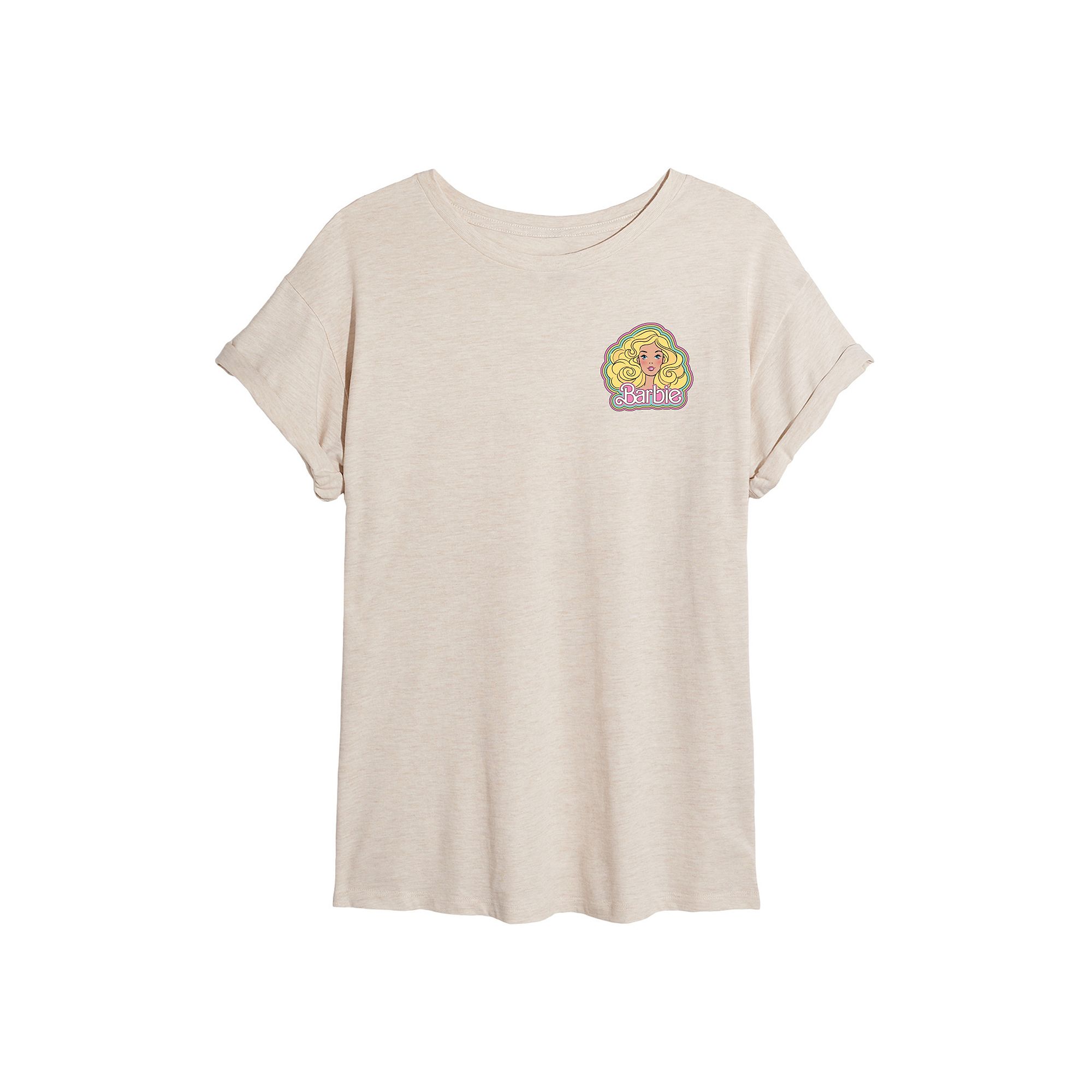 Juniors Barbie® 70s Oversized Graphic Tee, Girls, Size: Small, Beige