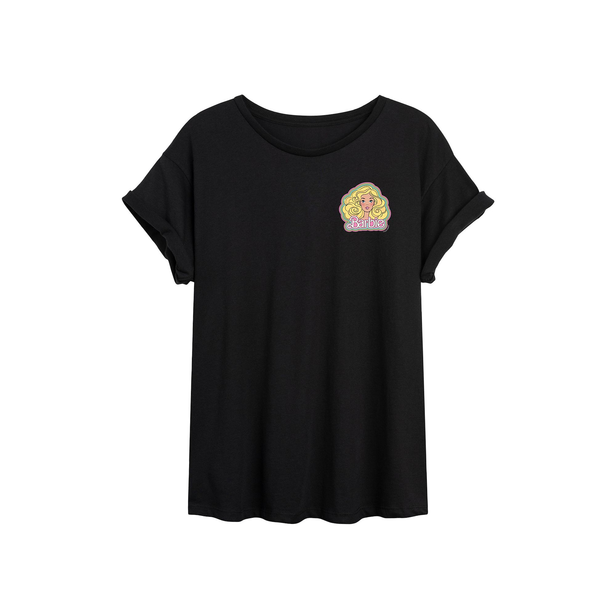 Juniors Barbie® 70s Oversized Graphic Tee, Girls, Size: Small, Black