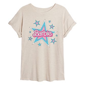 Juniors' Barbie® 70s Stars Oversized Tee