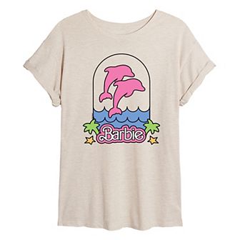 Juniors' Barbie® Dolphin Oversized Graphic Tee