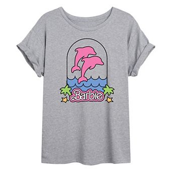 Juniors' Barbie® Dolphin Oversized Graphic Tee