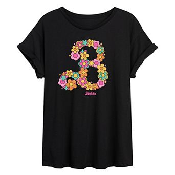 Juniors' Barbie® Flower Oversized Graphic Tee