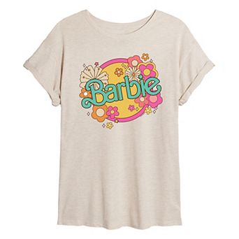 Juniors' Barbie® Retro Flowers Oversized Graphic Tee