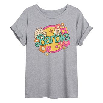 Juniors' Barbie® Retro Flowers Oversized Graphic Tee