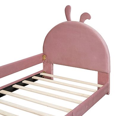 Merax Twin Size Upholstered Daybed with Rabbit Ear Shaped Headboard