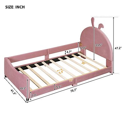 Merax Twin Size Upholstered Daybed with Rabbit Ear Shaped Headboard