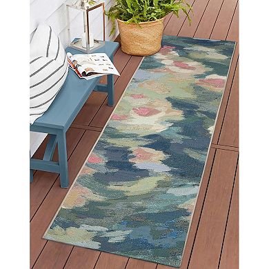 Liora Manne Marina Watercolor Pond Indoor Outdoor Area Rug