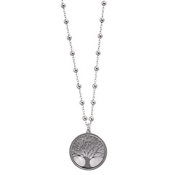 Karat Rush Sterling Silver Mother of Pearl Tree of Life Pendant Necklace