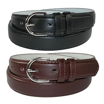 Ctm Women's Leather 1 1/8 Inch Dress Belt (pack Of 2 Colors)