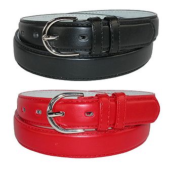 Ctm Women's Leather 1 1/8 Inch Dress Belt (pack Of 2 Colors)