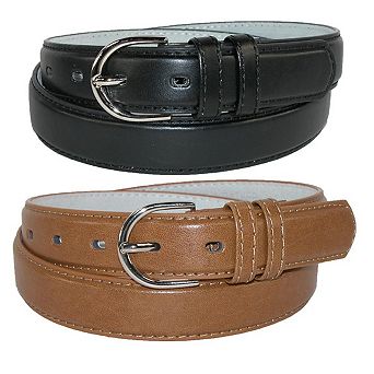 Ctm Women's Leather 1 1/8 Inch Dress Belt (pack Of 2 Colors)