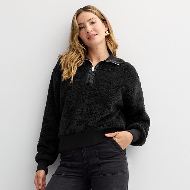 sサイズ希少　cozy worldwide zip foodie black Women's Sonoma Goods For Life® Cozy Quarter Zip Pullover
