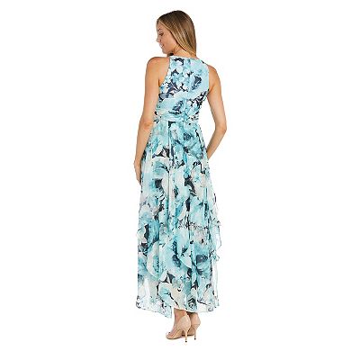 Women's R&M Richards Chiffon Halter Dress with Hankie Hemline