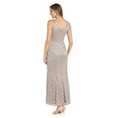 Women's R&M Richards Shimmery Lace Evening Jacket & Sleeveless Maxi Dress