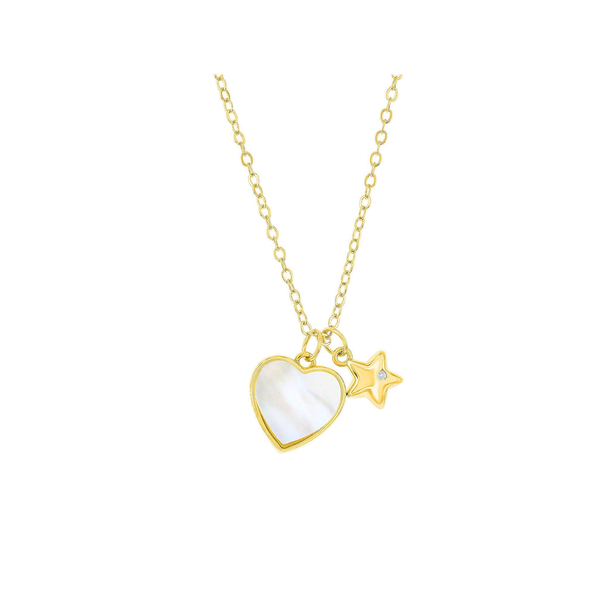 Argento Bella Sterling Silver Mother-of-Pearl Heart & Star Necklace, Women
