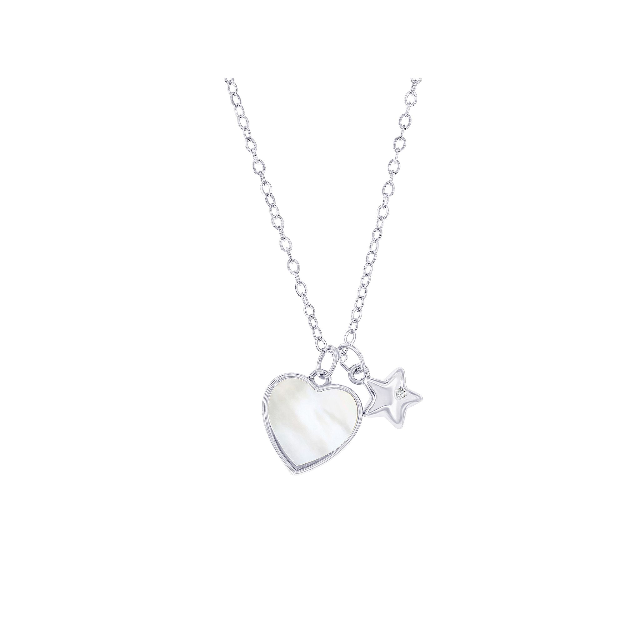 Argento Bella Sterling Silver Mother-of-Pearl Heart & Star Necklace, Women