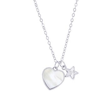 Argento Bella Sterling Silver Mother-of-Pearl Heart & Star Necklace