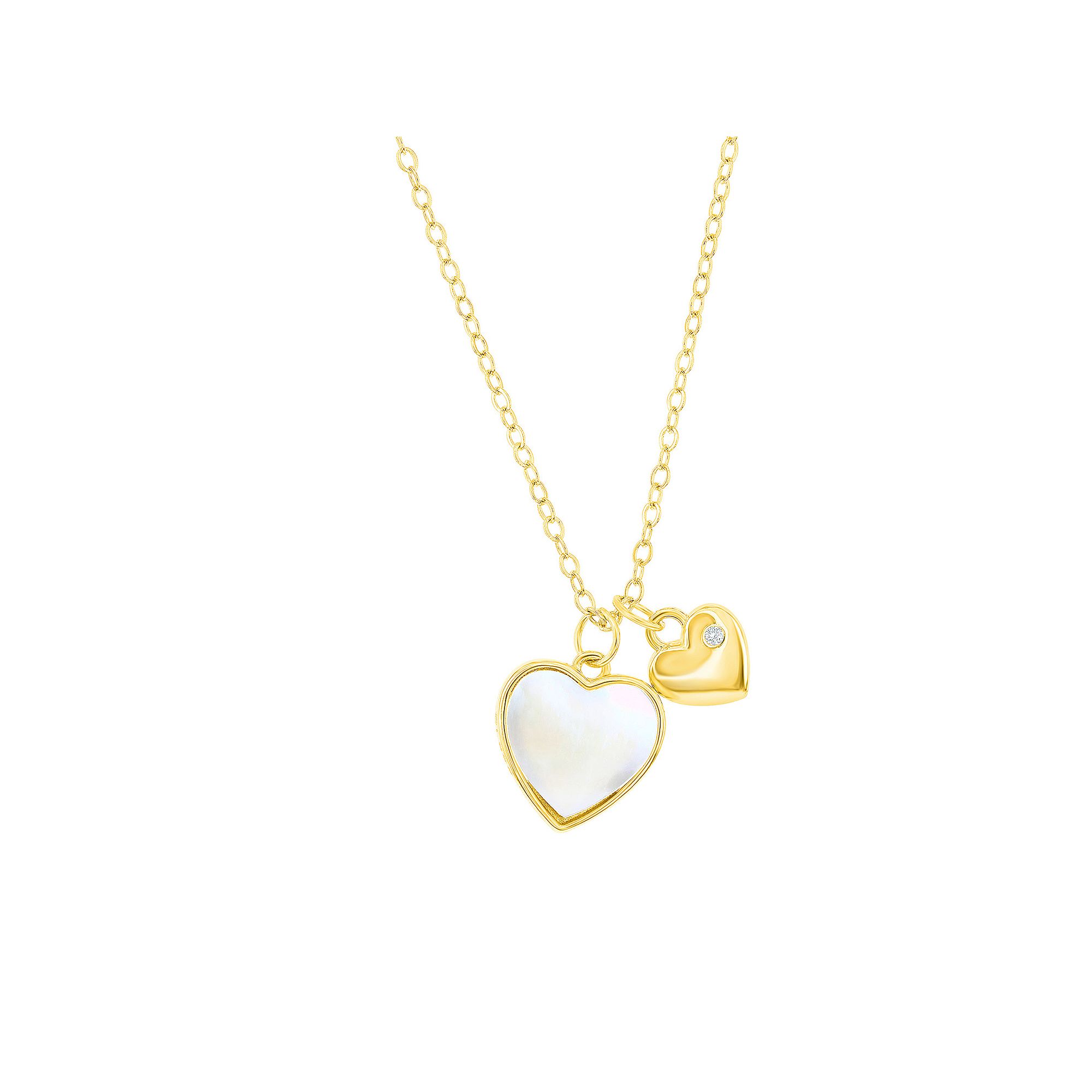 Argento Bella Sterling Silver Mother-of-Pearl Heart Necklace, Womens, Siz