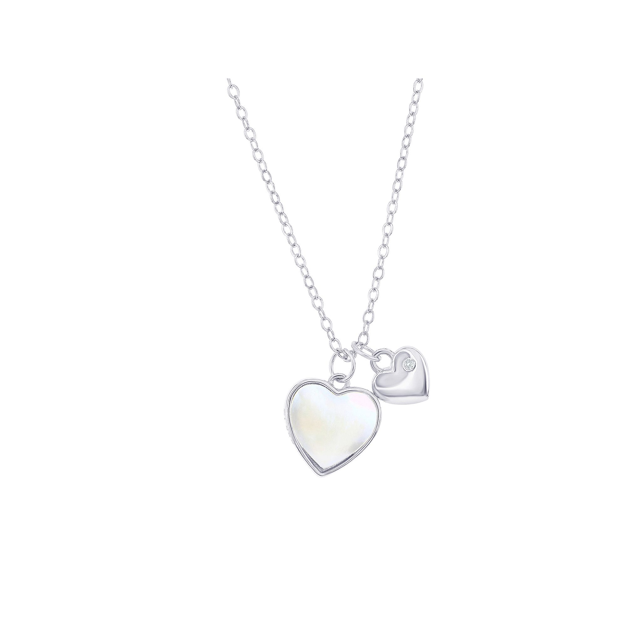 Argento Bella Sterling Silver Mother-of-Pearl Heart Necklace, Womens, Siz