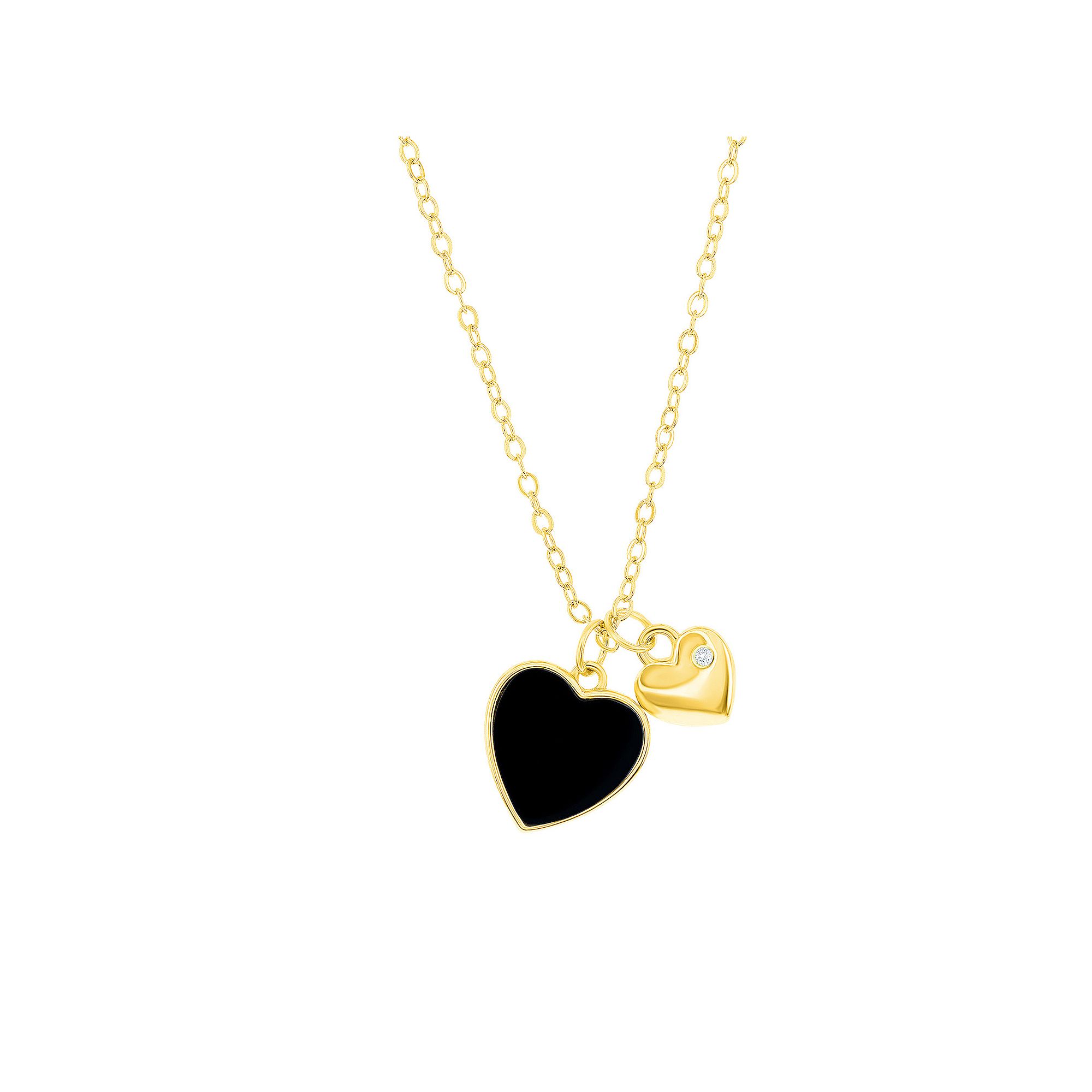 Argento Bella Sterling Silver Onyx Heart Necklace, Womens, Size: 14-17 
