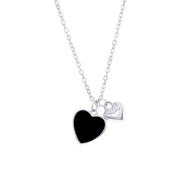 Argento Bella Sterling Silver Onyx Heart Necklace