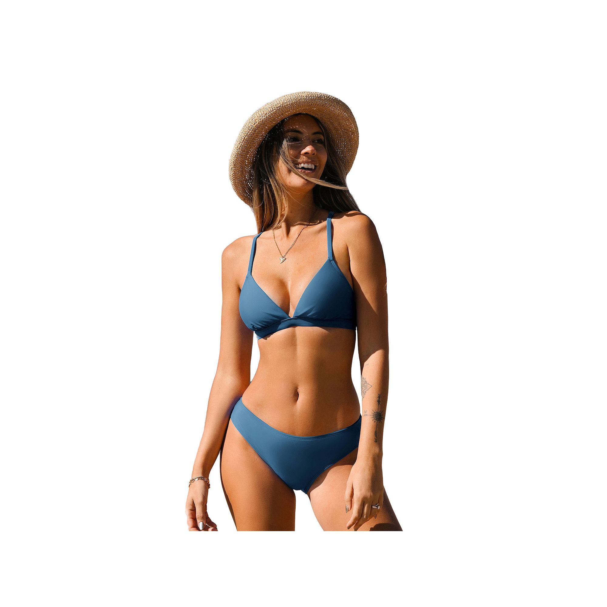 Womens Cupshe Rhapsody Lace-Up Back Bralette & Hipster Bottoms Bikini Set,