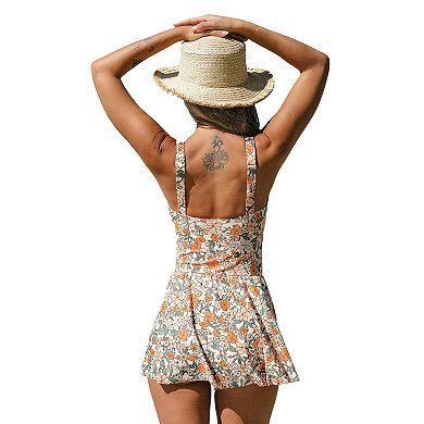 Women's Cupshe Floral Scoop Neckline Ruching Swimdress