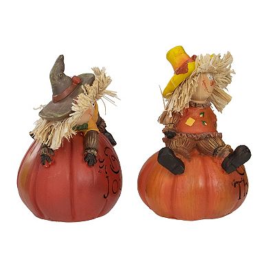 Northlight Scarecrow on a Pumpkin Thanksgiving Table Figures 2-piece Set