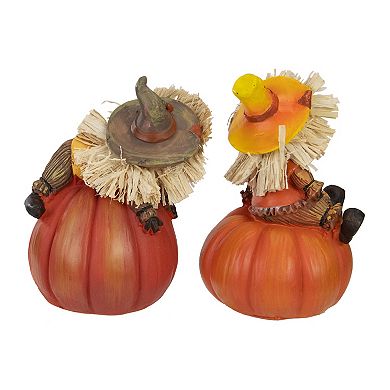 Northlight Scarecrow on a Pumpkin Thanksgiving Table Figures 2-piece Set