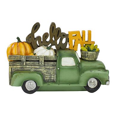 Northlight Green Truck Hello Fall Autumn Harvest Tabletop Decoration