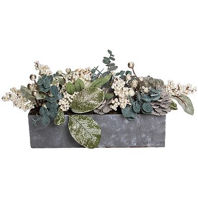 Northlight Neutral Colored Artificial Pumpkin & Leaves Fall Harvest Floral Arrangement