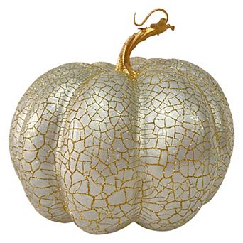 Northlight Champagne Gold Crackled Fall Harvest Pumpkin Decoration