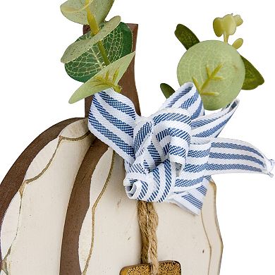 Northlight Beige Happy Fall Wooden Pumpkin Fall Harvest Decoration