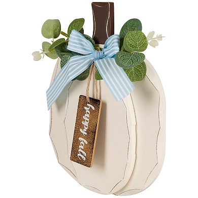 Northlight Beige Happy Fall Wooden Pumpkin Fall Harvest Decoration