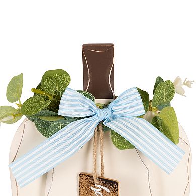 Northlight Beige Happy Fall Wooden Pumpkin Fall Harvest Decoration