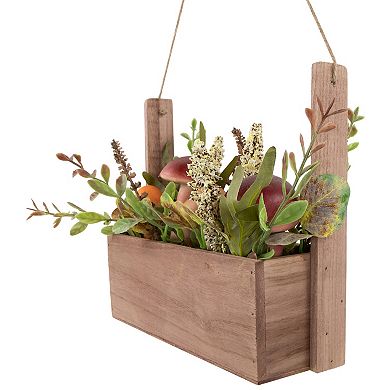 Northlight Artificial Mushroom & Foliage Wooden Fall Harvest Hanging Basket