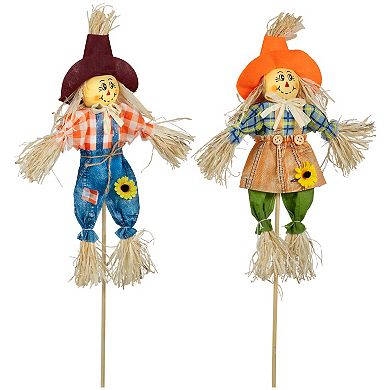 Northlight Boy & Girl Fall Harvest Scarecrow Picks 2-piece Set