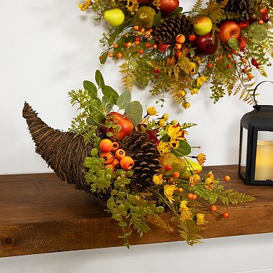 Northlight Fall Harvest Apples & Pears Cornucopia Decoration