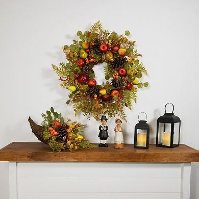 Northlight Fall Harvest Apples & Pears Cornucopia Decoration