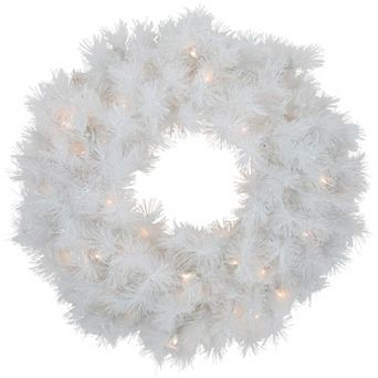 Northlight 24 in Pre-Lit White Alaskan Pine Artificial Christmas Wreath
