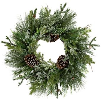 Northlight Frosted Mixed Pine & Cedar Artificial Christmas Wreath