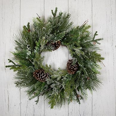 Northlight Frosted Mixed Pine & Cedar Artificial Christmas Wreath