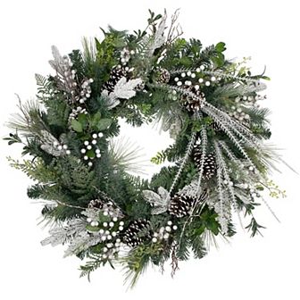 Northlight 36" Flocked Pinecones and Berries Artificial Wreath