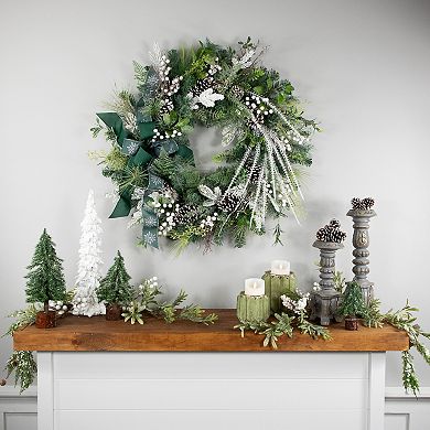 Northlight 36" Flocked Pinecones and Berries Artificial Wreath