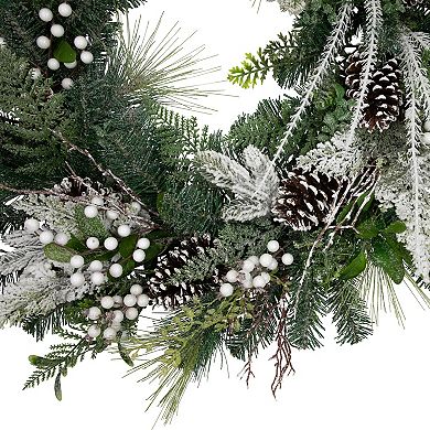 Northlight 36" Flocked Pinecones and Berries Artificial Wreath