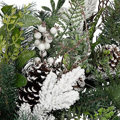 Northlight 36" Flocked Pinecones and Berries Artificial Wreath