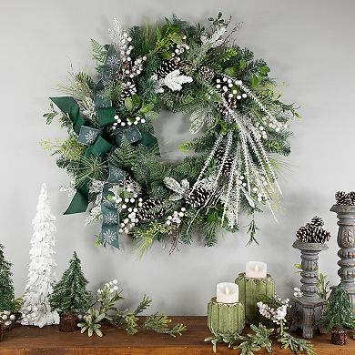 Northlight 36" Flocked Pinecones and Berries Artificial Wreath