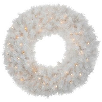 Northlight 36 in Pre-Lit White Alaskan Pine Artificial Christmas Wreath